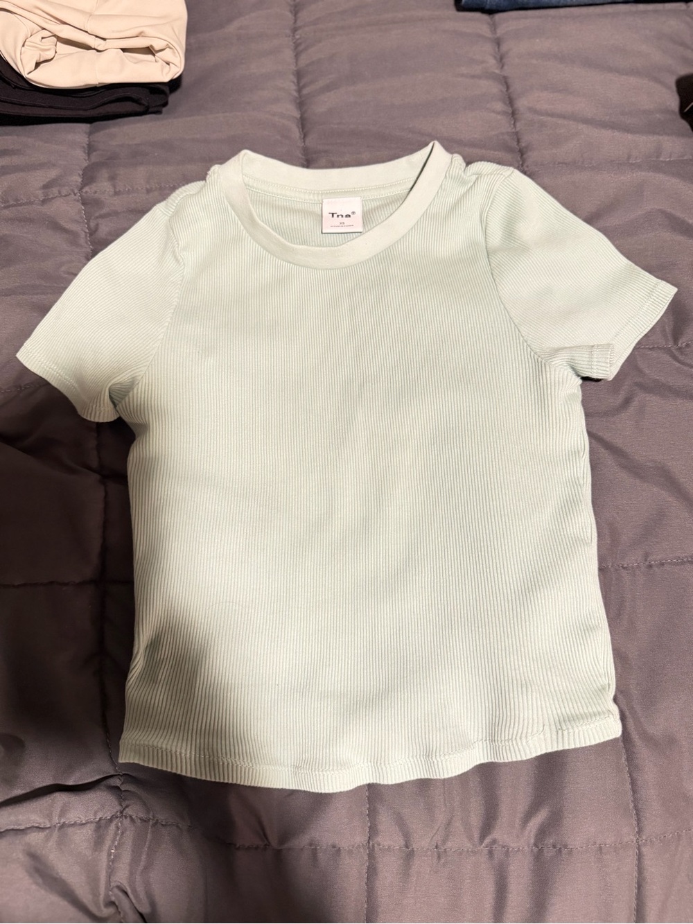 TNA adult Ribbed Short Sleeve Tee in Pale Mint
